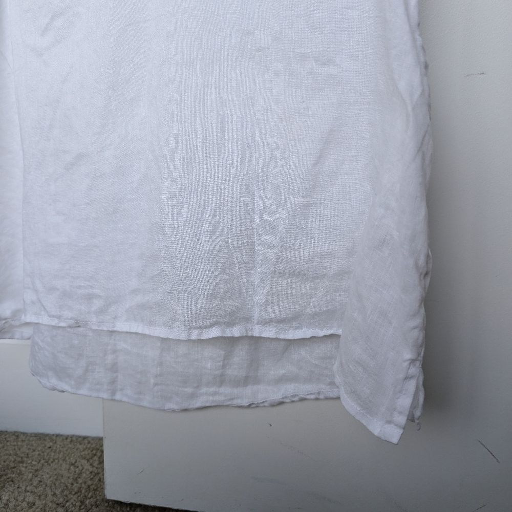 Tahari Essentials 100% Linen Lightweight Flowy V-neck Tank Top - Picture 11 of 14